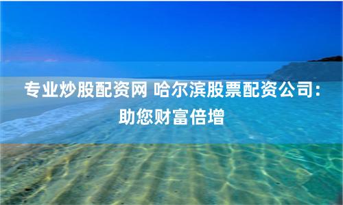 专业炒股配资网 哈尔滨股票配资公司：助您财富倍增